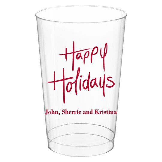 Fun Happy Holidays Clear Plastic Cups